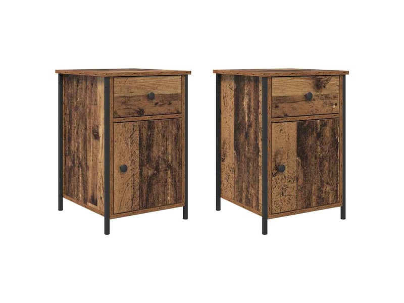  Table de chevet - cabinet de chevet - table de nuit 2 pc bois ancien 40 x 42 x 60 cm  - Conforama A