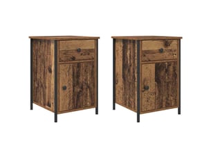 Table de chevet - cabinet de chevet - table de nuit 2 pc bois ancien 40 x 42 x 60 cm