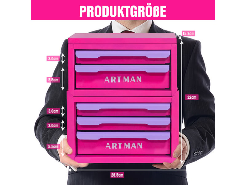  Organiseur de bureau à 5 tiroirs 28,5 x 15,8 x 32 cm violet rose en acier, rangement empilable pour fournitures  - Conforama C