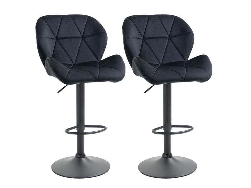  Tabourets de bar lot de 2 pivotants réglables - lpospi - repose-pieds, polyester noir 51,5 × 57,5 × 93-114,5 cm  - Conforama A