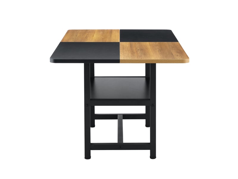  Table à manger industrielle,160x90x76 cm,4 à 6 personnes avec étagère,mdf,marron et noir  - Conforama D