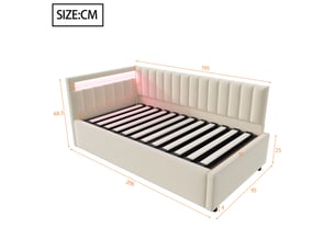 Lit simple 90x200 cm coloris beige