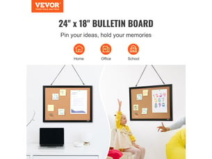 Vevor tableau en liège tableau d'affichage mural cadre mdf 46x61cm double-face