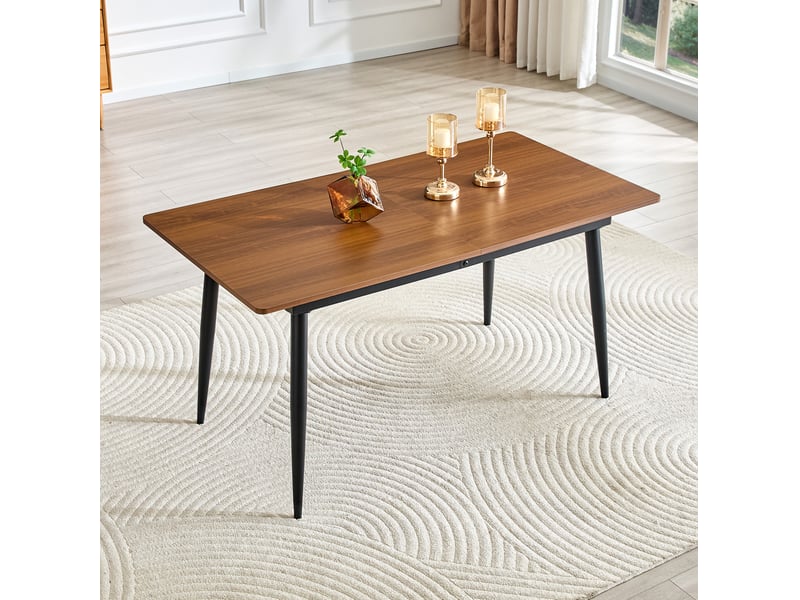  Table à manger rectangulaire 190.5x80x75 cm ou 150x80x75 cm en mdf et métal noyer  - Conforama B