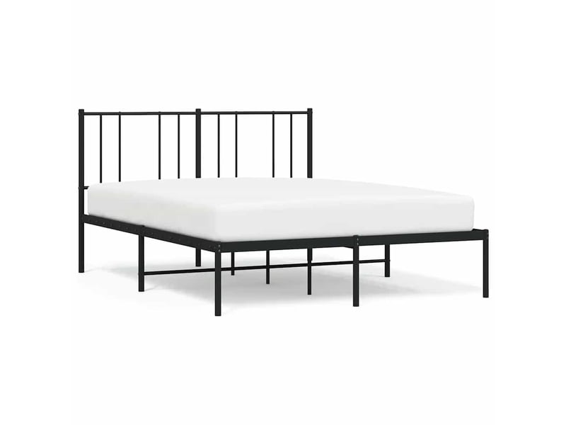  Lit double- lit adulte -  cadre de lit métal sans matelas et tête de lit noir 160x200 cm  - Conforama A