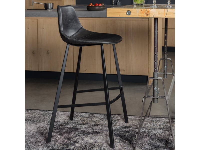  Lot de 2 chaises de bar h80 cm en pu noir - franky  - Conforama E
