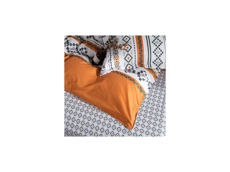  Housse de couette 220x240cm + 2 x taies d'oreiller 50x75cm - marbre noir et blanc réversible parure de lit 2 personne adulte  - Conforama D