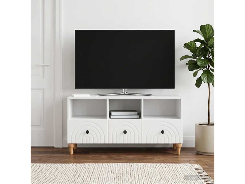  Meuble tv - banc tv - meuble de rangement 102 x 34,5 x 50 cm blanc brillant bois d’ingénierie  - Conforama B