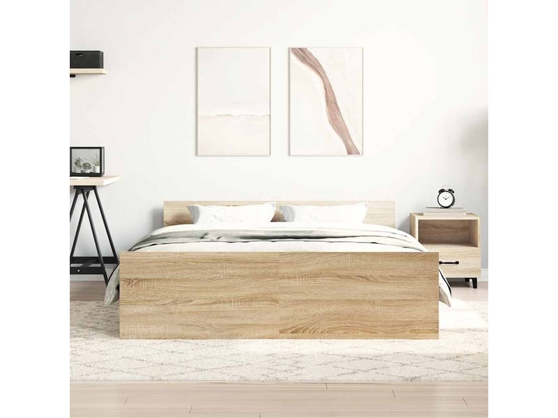  Lit double- lit adulte -  cadre de lit sans matelas chêne sonoma 140x190 cm  - Conforama B