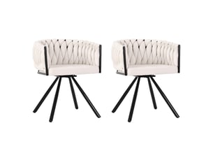 Lot de 2 chaises de salle à manger pivotantes 360° en velours beige
