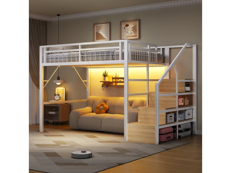 Lit superposé en métal blanc 140x200 cm - Conforama B
