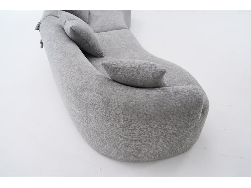  Canapé courbé moderne modulable 4 places en chenille grise - sans montage gain de place  - Conforama E