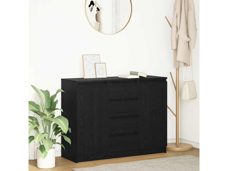  Buffet - bahut - meuble de rangement avec tiroirs chêne noir 100,5x35x76 cm bois d'ingénierie  - Conforama B