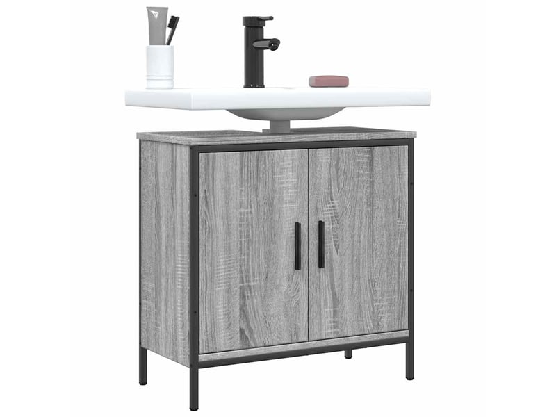  Armoire lavabo salle de bain, meuble de rangement sonoma gris 60x30x60 cm  - Conforama B