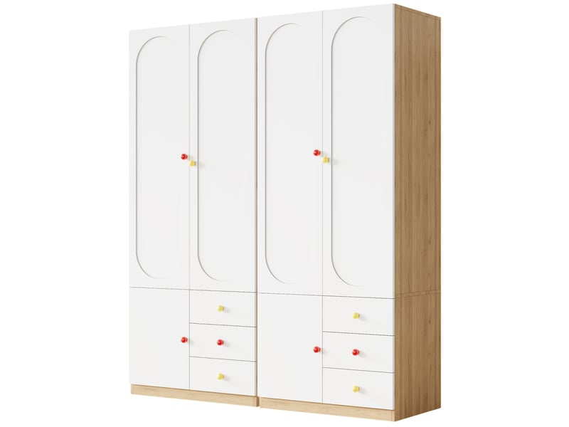  Armoires modenvie lot de 2 à 2 portes avec tiroirs et penderie 80 x 50 x 200 cm blanc  - Conforama E