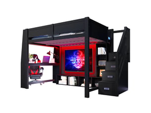 Lit mezzanine 140x200 cm <strong>SAPGAKS</strong>  <strong></strong> coloris noir