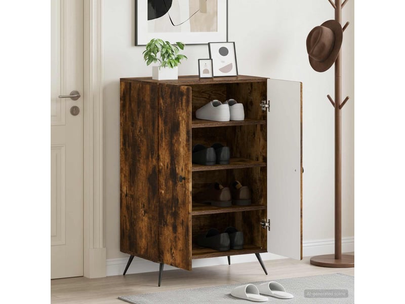  Meuble à chaussure, cabinet à chaussures breda 59,5x39,5x90 cm chêne fumé  - Conforama B