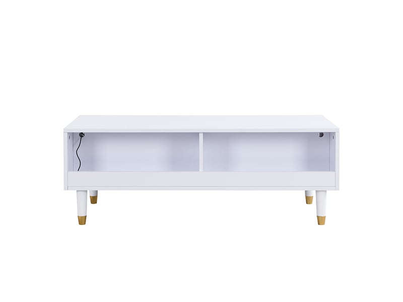  Table basse led - design moderne - éclairage 7 couleurs - tiroirs spacieux 110x50x40cm - Conforama R