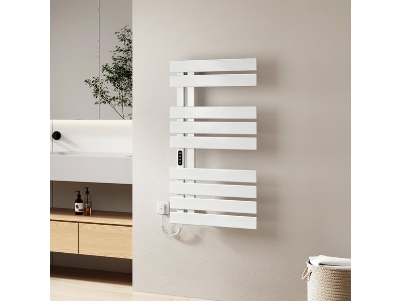 Sèche-serviettes électrique intelligent emke 1000 x 500 mm 320w, radiateur salle de bain connecté wifi, blanc  - Conforama B