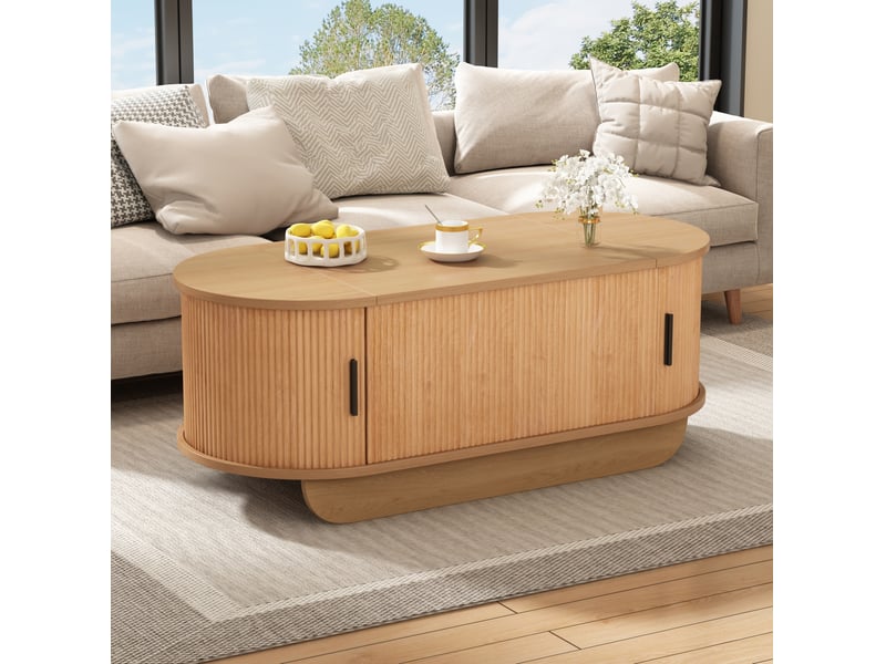  Table basse relevable 110x50x42 cm avec rangement mdf couleur bois  - Conforama D