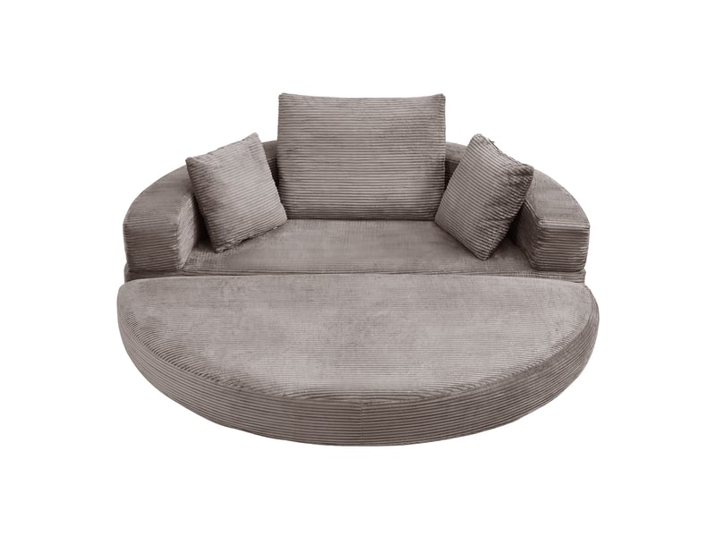  Canapé convertible 2 places en velours côtelé, 2-en-1, lit ovale 173×176 cm, sans montage, 3 coussins inclus  - Conforama A