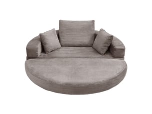 Canapé convertible 2 places en velours côtelé, 2-en-1, lit ovale 173×176 cm, sans montage, 3 coussins inclus