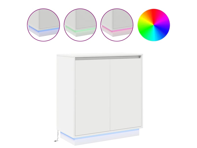 Buffet - bahut - meuble de rangement led blanc 71 x 34,5 x 75 cm bois d'ingénierie - Conforama D