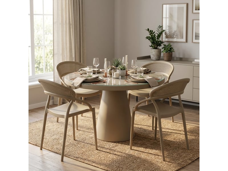  Lot de 4 chaises empilables pour intérieur et extérieur marsala - gris tourterelle  - Conforama B
