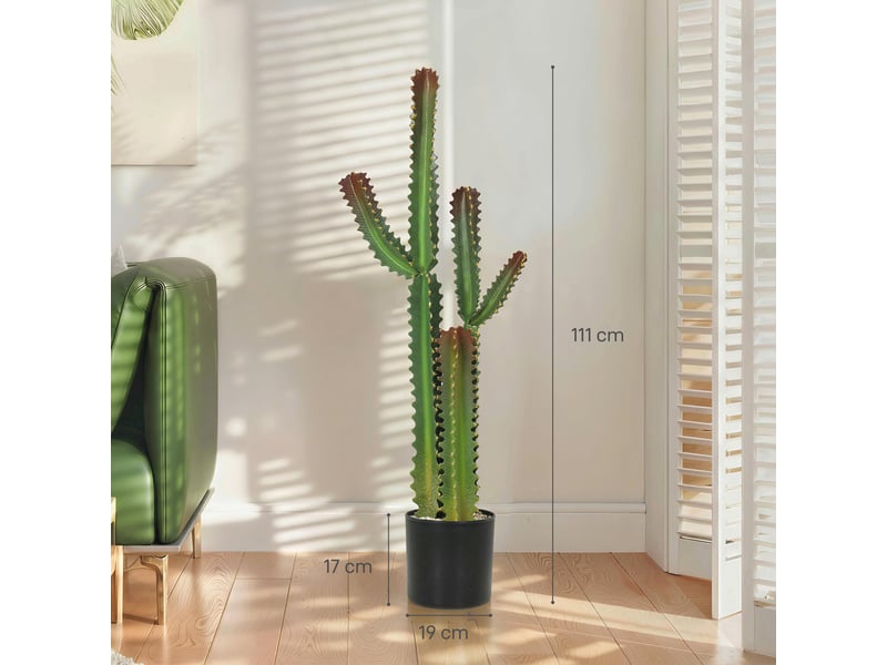  Plante artificielle intérieure 111 cm, arbre artificiel cactus en pot, pour maison, bureau, salon, chambre, vert  - Conforama E