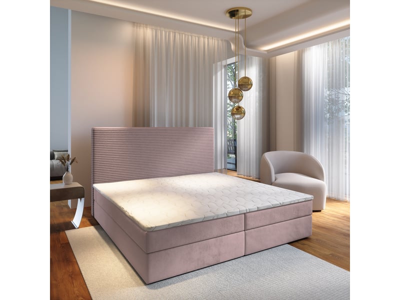 Boxspring giarro 200x200 cm, lit complet avec matelas, rose - Conforama B