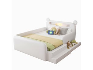 Lit avec rangement 140x200 cm <strong>MODFU</strong>  <strong></strong> coloris blanc