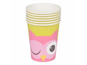 Lot de 6 gobelets en carton motif chouette