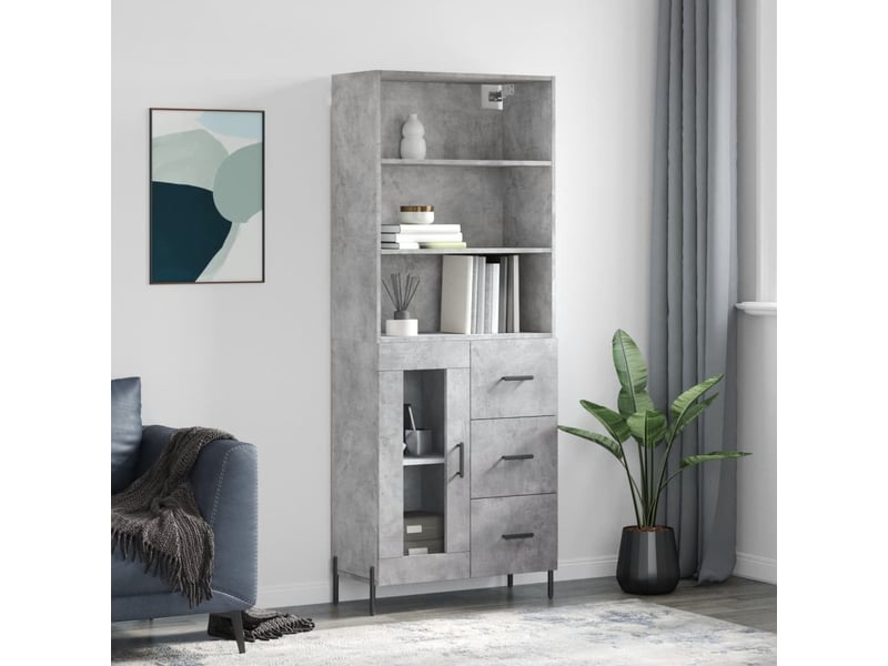  Buffet haut - bahut - meuble de rangement gris béton 69,5x34x180 cm bois d'ingénierie  - Conforama B