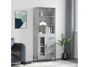 Buffet haut - bahut - meuble de rangement gris béton 69,5x34x180 cm bois d'ingénierie