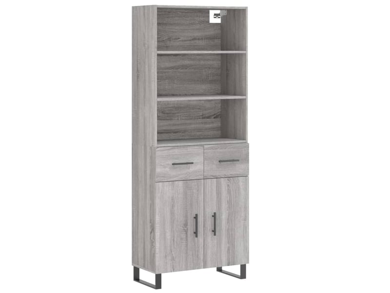  Buffet haut - bahut - meuble de rangement sonoma gris 69,5x34x180 cm bois d'ingénierie  - Conforama A