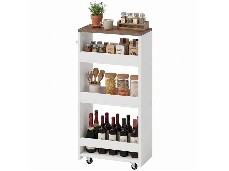 Desserte de cuisine à roulettes 4 niveaux blanc 40 x 20 x 84 cm  - Conforama B