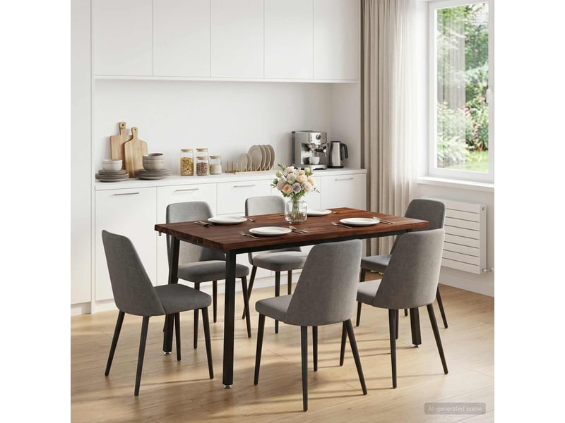 Table à manger moderne 140x70x75 cm bois d'acacia massif marron foncé et noir - Conforama B