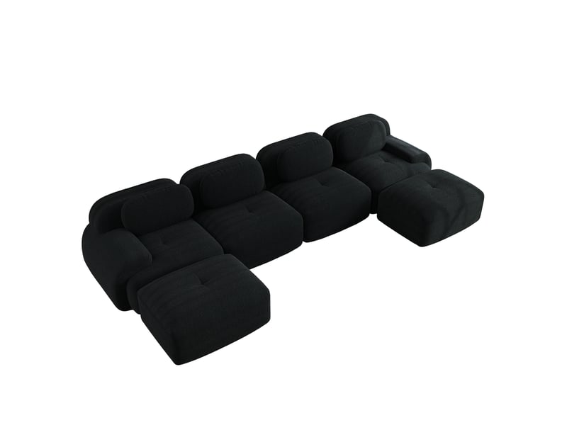  Canapé modulaire u 388x178x70 cm, 4 places, prêt à installer, velours côtelé, noir  - Conforama A