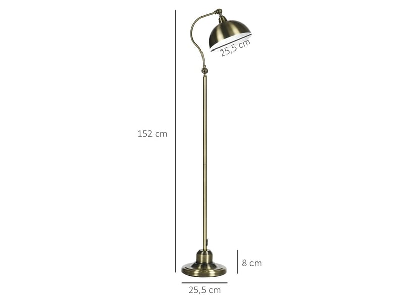  Lampadaire arc 42x25,5x152 cm bronze en métal, abat-jour réglable, douille e27 et interrupteur au pied  - Conforama C