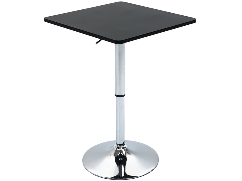  Table de bar réglable en hauteur, pivotante à 360°, pieds anti-rayures, base métallique stable, noirargent  - Conforama A