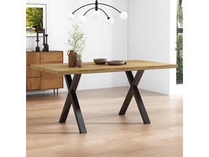 Table à manger rectangulaire en mdf chêne et métal noir 140x80x76 cm - pangivo
