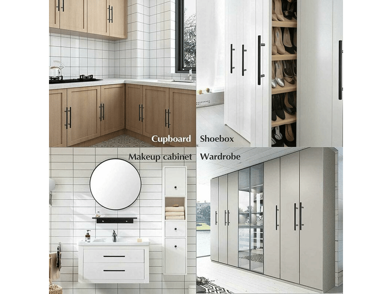  Lot de 20 poignées en t noires, entraxe 64 mm, pour armoires, tiroirs, cuisine &amp; chambre  - Conforama C