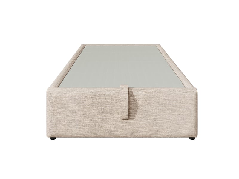  Lit coffre 90x200 cm avec poches latérales et charge, lin, beige et naturel, sans matelas  - Conforama E