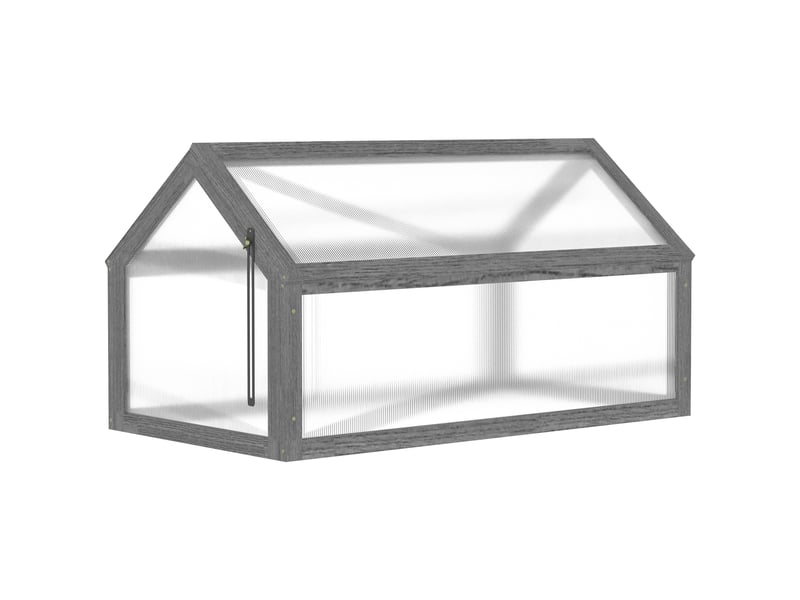  Mini serre de jardin - dimensions - gris - cadre en bois robuste - plaques en plastique translucides 90x52x49.5cm - Conforama A