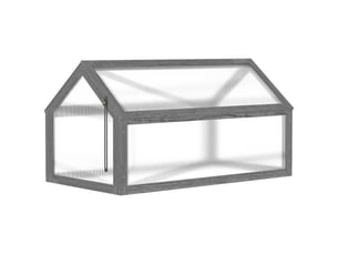 Mini serre de jardin - dimensions - gris - cadre en bois robuste - plaques en plastique translucides