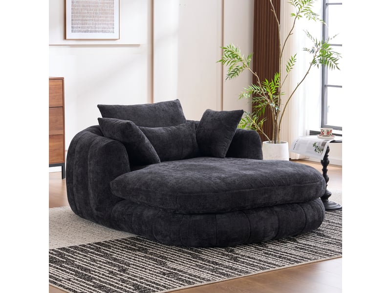 Méridienne oversize en chenille, fauteuil lounge nuage profond pour salon, chambre, lecture - Conforama D