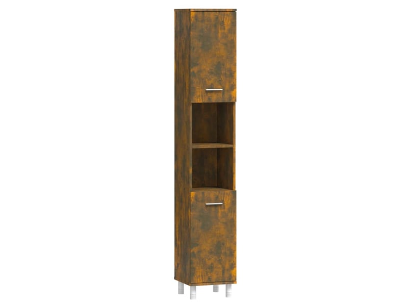  Amoire de salle de bain, meuble de rangement chêne fumé 30x30x179 cm bois d'ingénierie  - Conforama A
