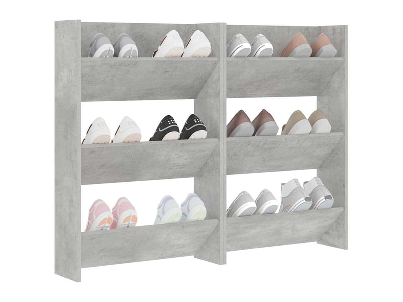  Armoires à chaussures murales 2 pcs gris béton 60x18x90 cm  - Conforama D