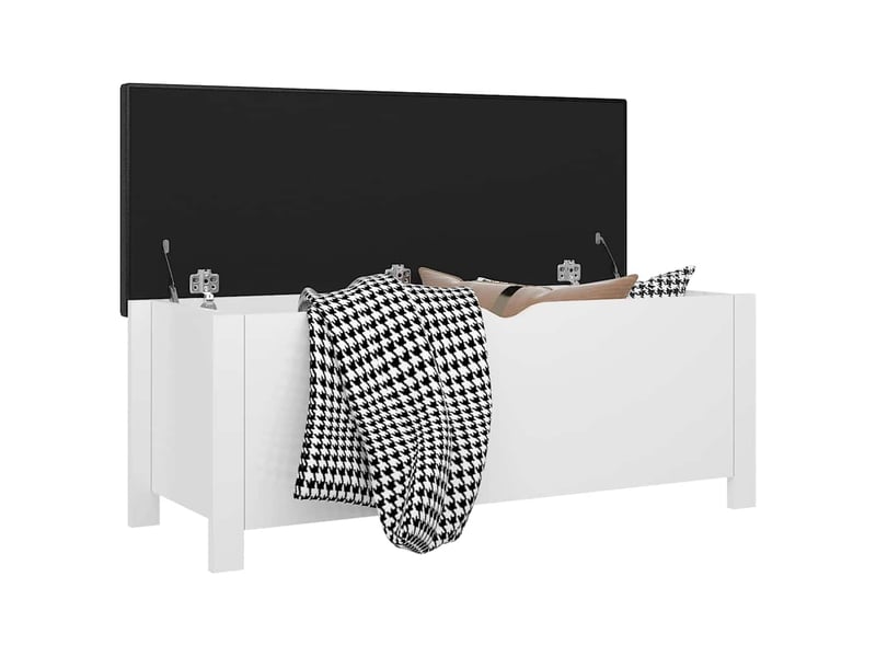  Boîte de rangement, coffre de rangement coussin blanc brillant 105x40x45cm aggloméré  - Conforama C