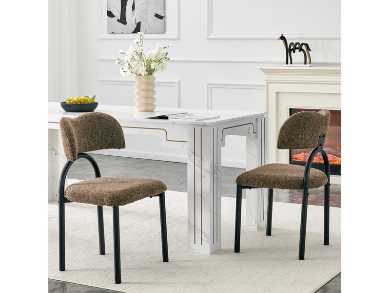  Lot de 2 chaises de salle à manger 50.7x47x81.5 cm design moderne métal noir marron  - Conforama C